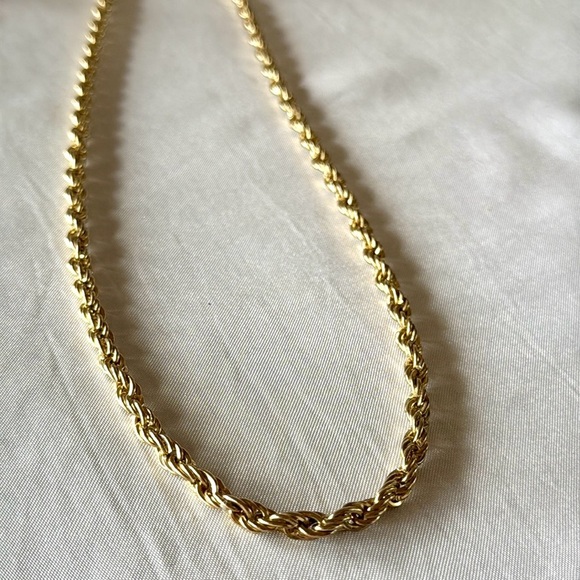 Vintage Gold Tone Rope Chain 24” Thick 3MM Necklace - Picture 9 of 12